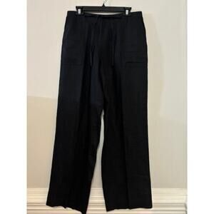 J. Jill Pants Linen Black Drawstring Wide Leg Trousers Quiet Luxury 12